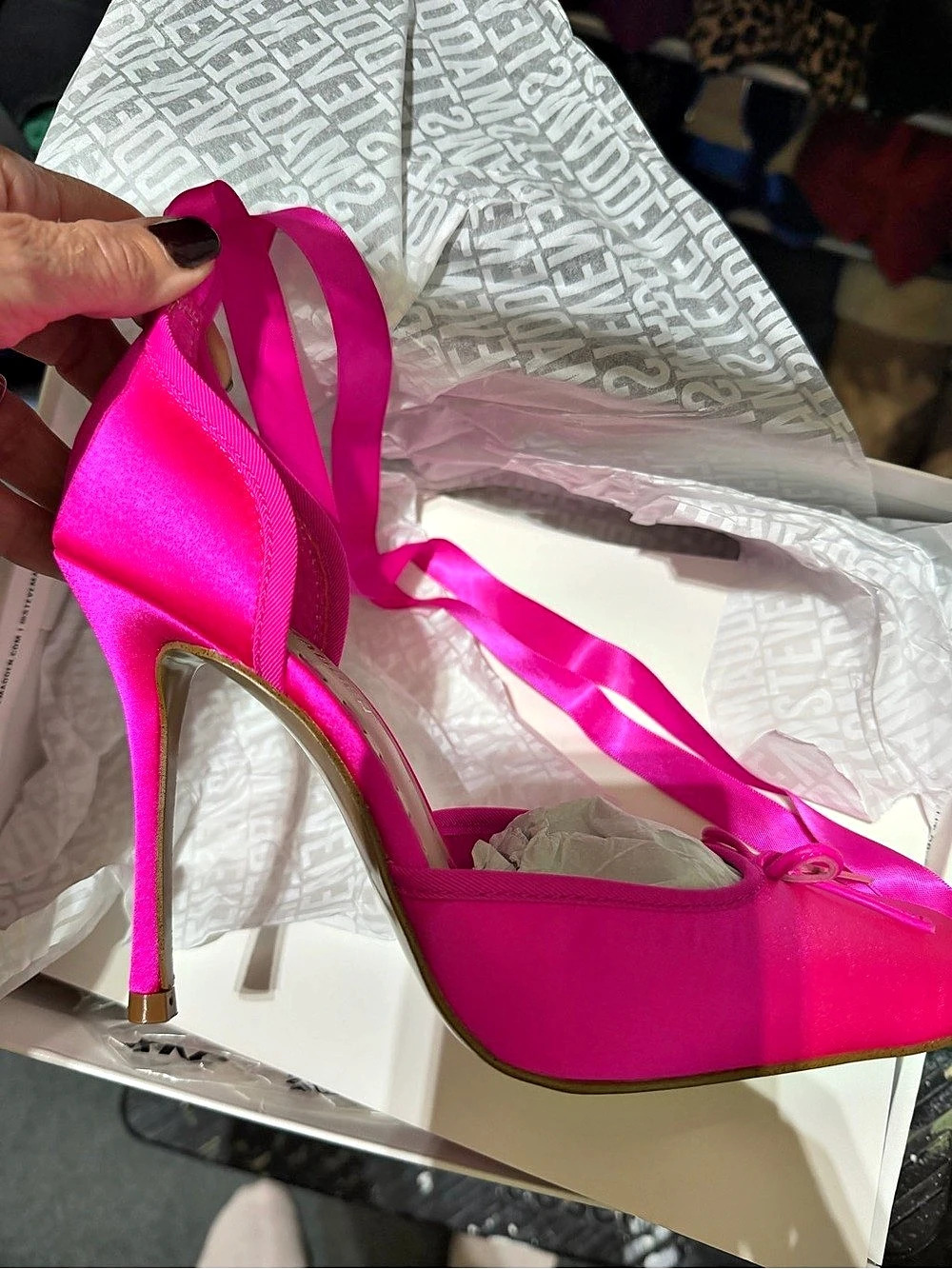 Steve Madden Larina Hot Pink Satin Ballet Bow Heels Hot Pink US 7.5 NWT